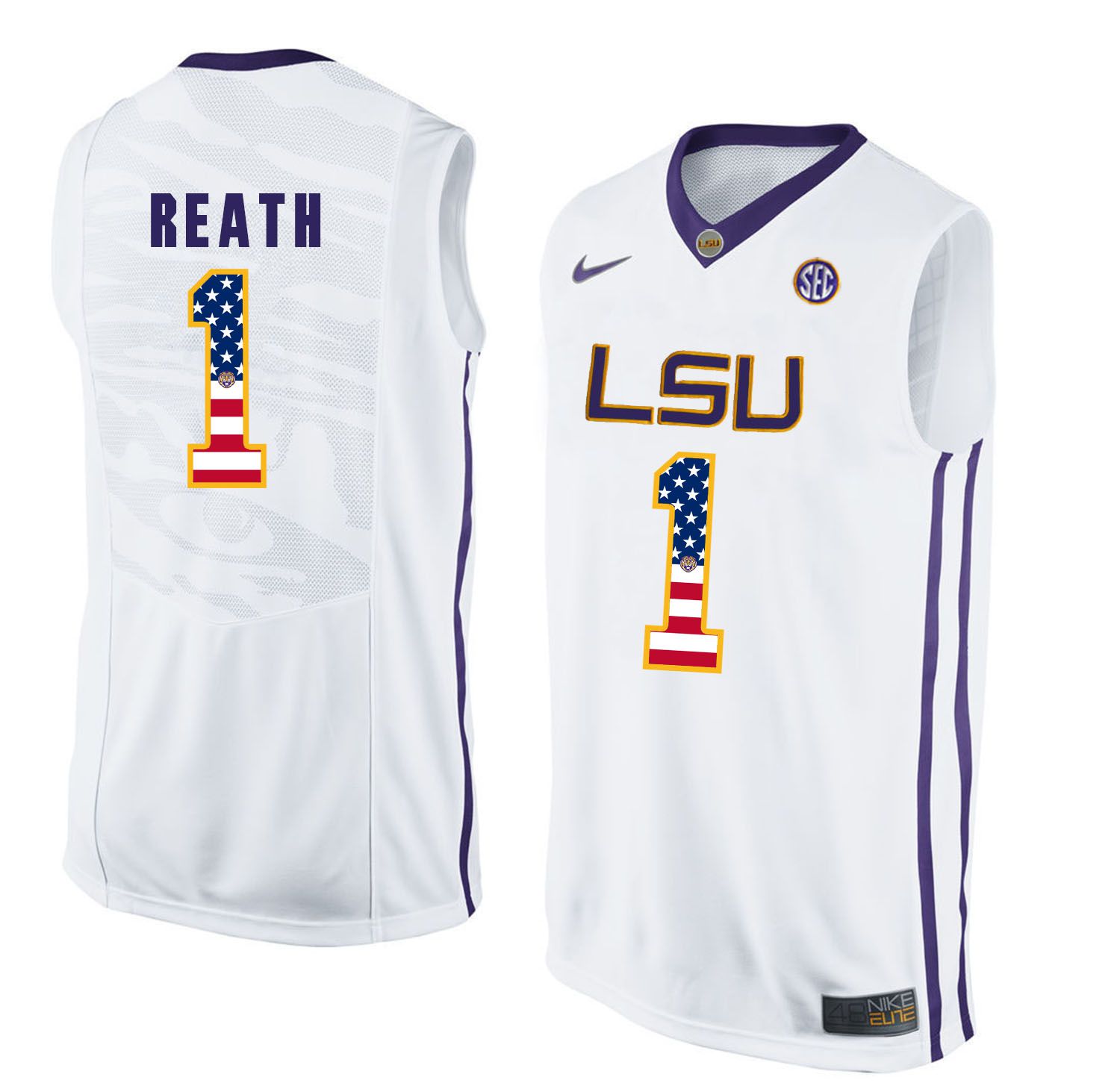 Men LSU Tigers 1 Reath White Flag Customized NCAA Jerseys